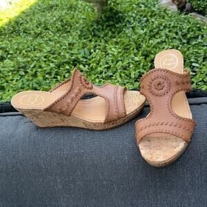 New ▶️ Jack Rodgers ◀️ Emilia Cognac Cork Wedge. Size 11
